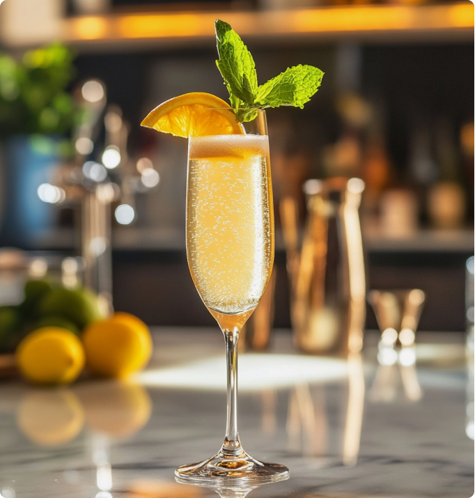 Glass of Champagne with Garnish